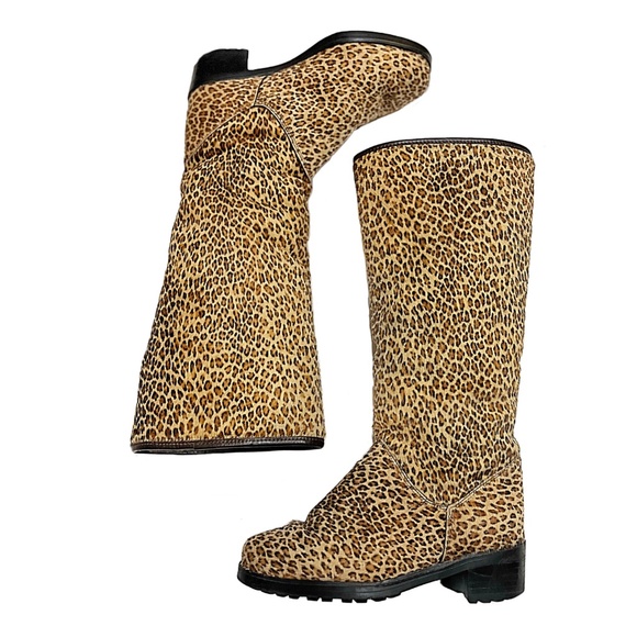 Pajar Tall Calf Hair Leopard Print Boots, Sz 7 - Picture 3 of 15